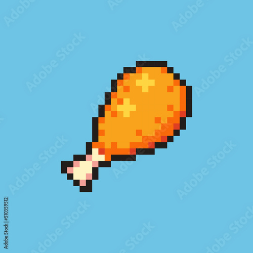 Flexible Editable vector fried chicken thigh pixel art for game development, graphic design, website assets and more.