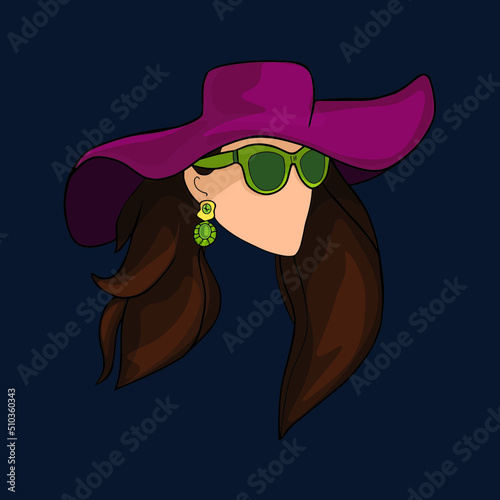 Vector illustration of a cute girl. Young woman as a print, blank for designers, logo, label, sticker