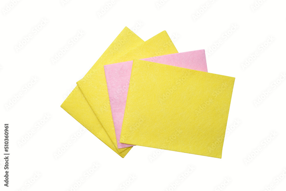 Yellow and pink dust cloth isolated on a white background. Yellow and pink dust cloth isolated on a white background.