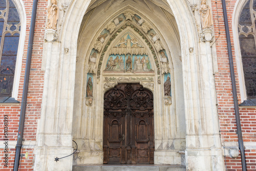View on the Brautportal - a gate of church St. Martin  Landshut.