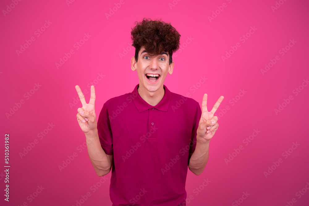 Funny guy on a pink background. Funny guy on a pink background.