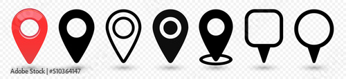 Foto Set of map pin icon, isolated on transparent background, vector illustration