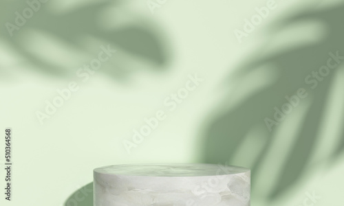 Abstract background for ecological product presentation with shadow of plants, podium display, ecology concept