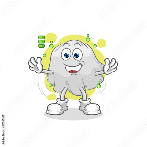 ghost full battery character. cartoon mascot vector