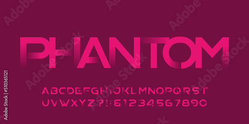 Phantom alphabet font. Sans serif letters and numbers with transparency elements. Stock vector typeface for your typography design.