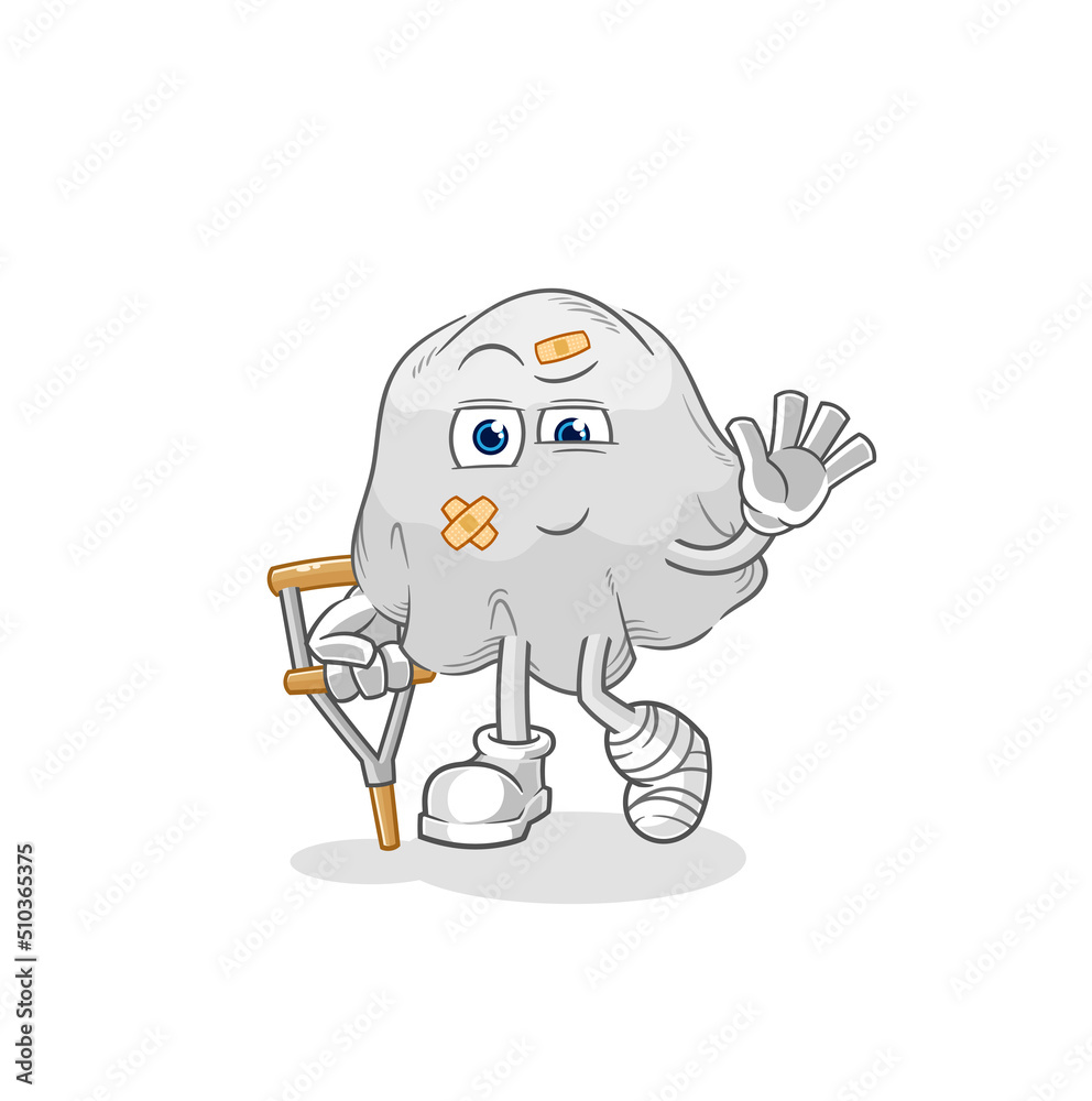 ghost sick with limping stick. cartoon mascot vector ghost sick with limping stick. cartoon mascot vector