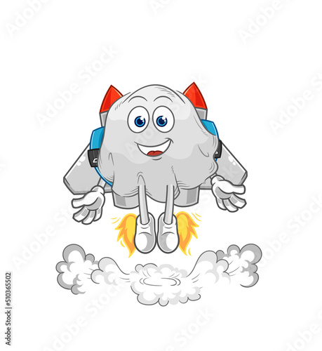 ghost with jetpack mascot. cartoon vector