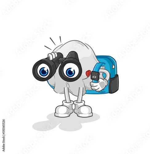 ghost with binoculars character. cartoon mascot vector