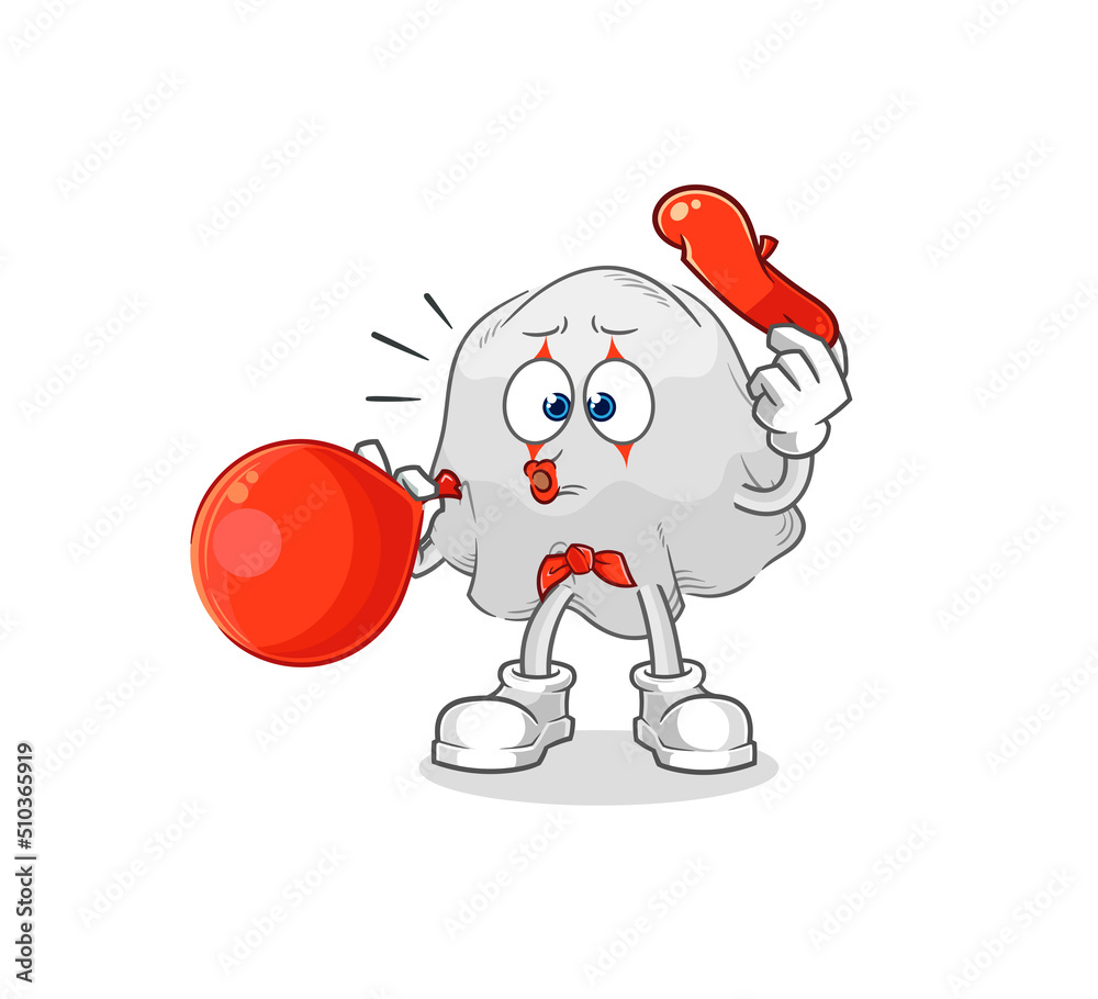 ghost pantomime blowing balloon. cartoon mascot vector