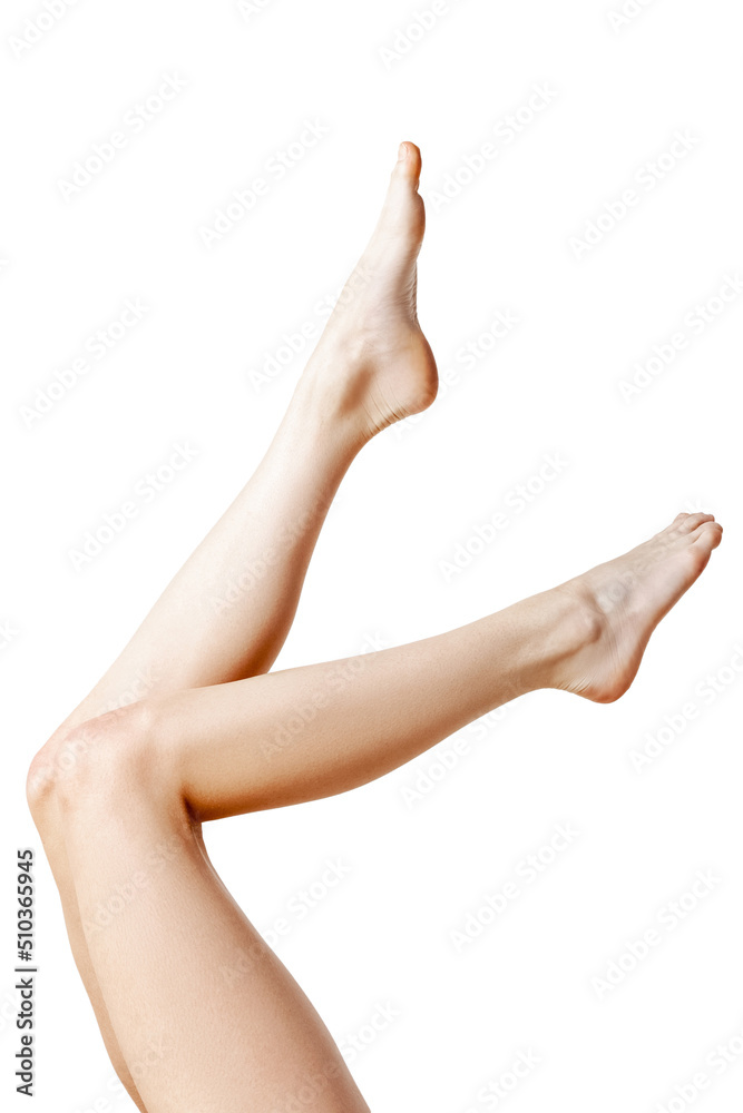 Beautiful woman legs on white background Beautiful woman legs on white background