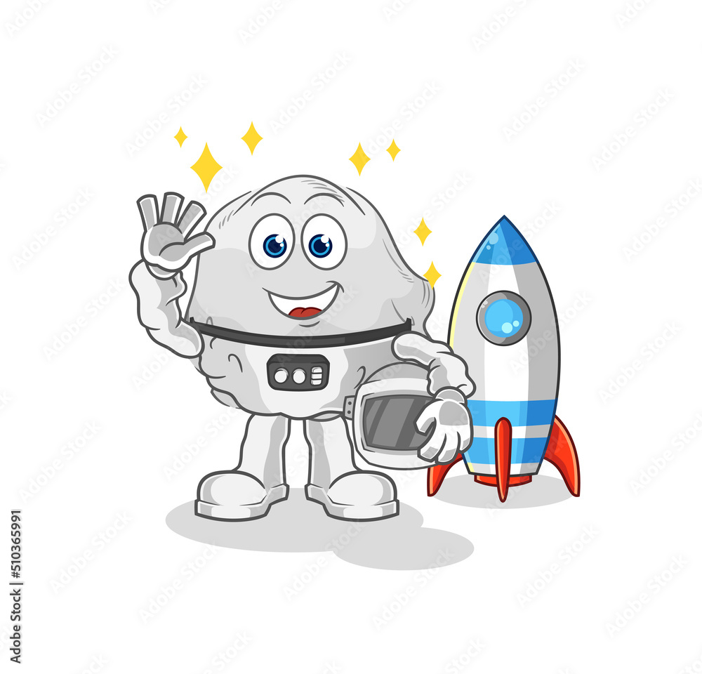 ghost astronaut waving character. cartoon mascot vector ghost astronaut waving character. cartoon mascot vector