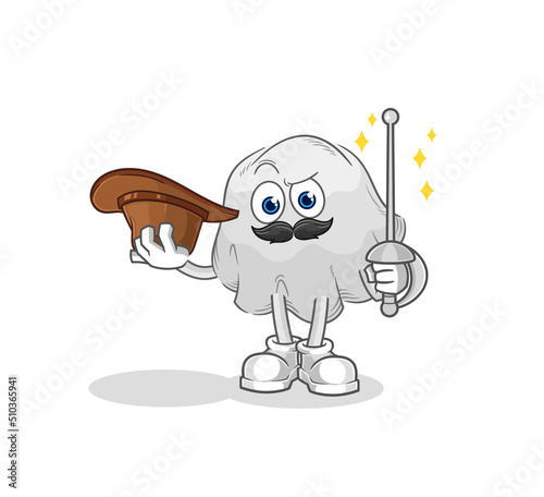 ghost fencer character. cartoon mascot vector