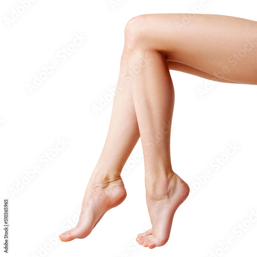 Long pretty woman legs on white background © VERSUSstudio
