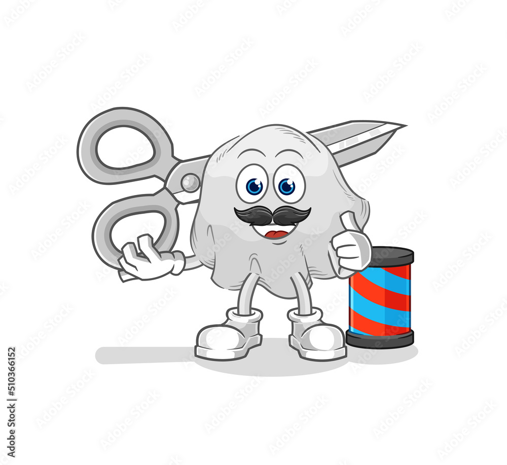 ghost barber cartoon. cartoon mascot vector