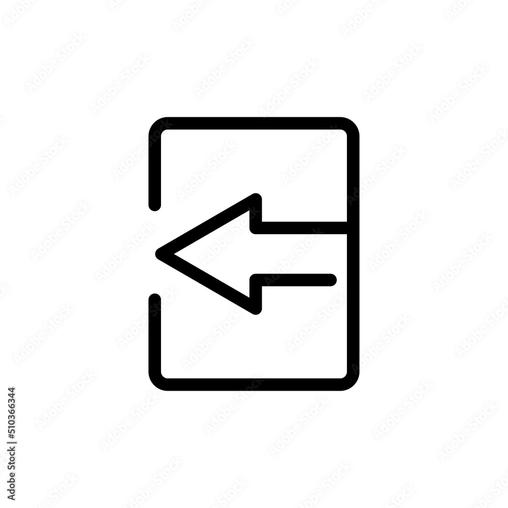 left arrow icon vector with rectangle. suitable for logout icon, ui-ux, web, website, start up, pixel perfect. line icon style. Simple design illustration editable left arrow icon vector with rectangle. suitable for logout icon, ui-ux, web, website, start up, pixel perfect. line icon style. Simple design illustration editable
