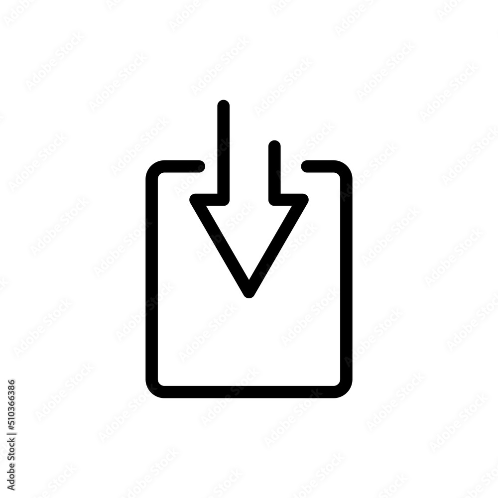 Down arrow icon vector with rectangle. suitable for download icon, ui-ux, web, website, start up, pixel perfect. line icon style. Simple design illustration editable Down arrow icon vector with rectangle. suitable for download icon, ui-ux, web, website, start up, pixel perfect. line icon style. Simple design illustration editable