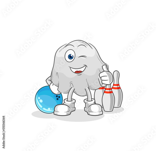 ghost play bowling illustration. character vector