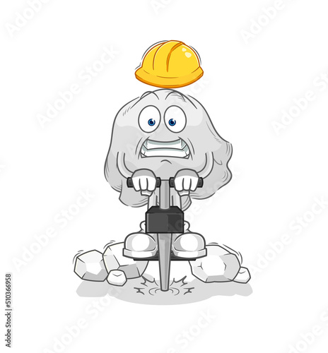 ghost drill the ground cartoon character vector