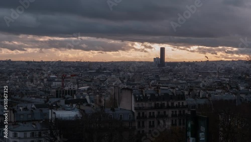 time-laps of paris city in witer photo