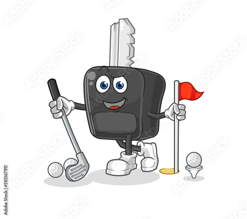 car key playing golf vector. cartoon character