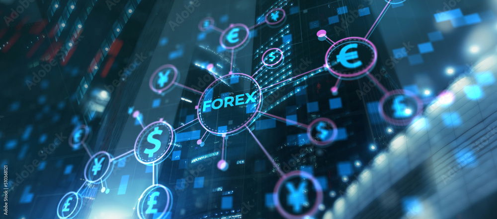 Forex Market Investment Trading Concept on modern city background