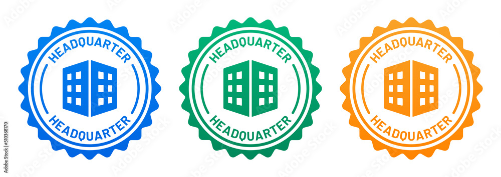 Headquarter stamp vector sign. Building icon for company headquarters concept.
