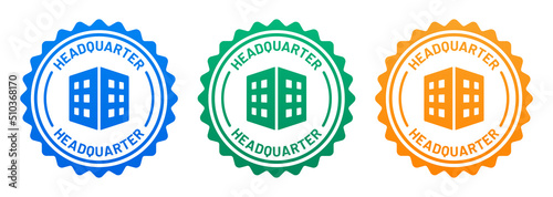 Headquarter stamp vector sign. Building icon for company headquarters concept.