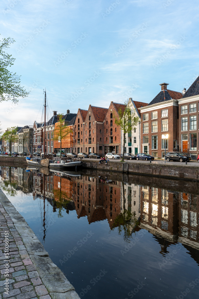 Ships along Hoge der A in Groningen (The Netherlands) - a hanseatic city famed for its trade.