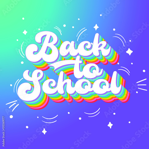 Back to school rainbow lettering banner illustration 