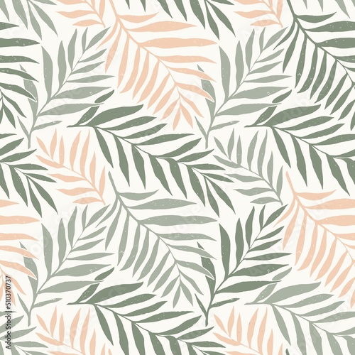 Seamless vector pattern palm dypsis leaves. Summer palm leaves tropical fabric design. Dypsis lutescens seamless pattern. photo