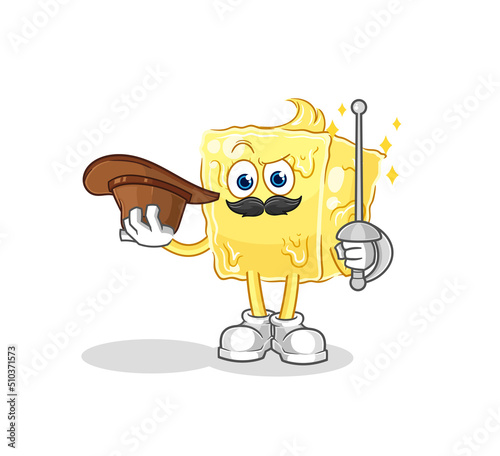 butter fencer character. cartoon mascot vector