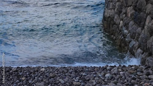 waves crashing on rocks in sea