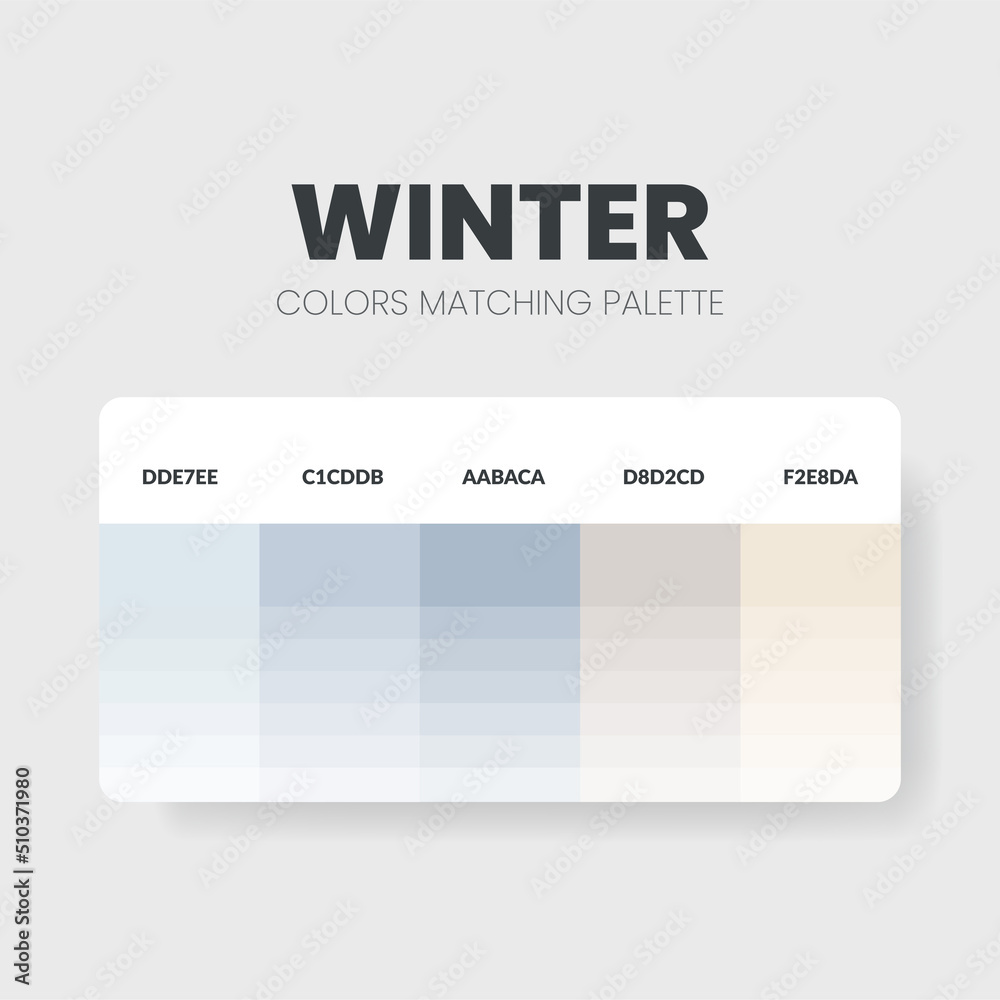 Winter tone colour schemes ideas.Color palettes are trends combinations and palette guides this year, a table color shades in RGB or  HEX. A color swatch for a spring fashion, home, or interior design