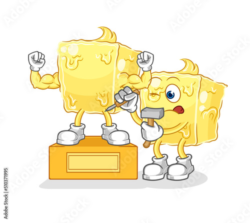 butter sculptor character. cartoon mascot vector