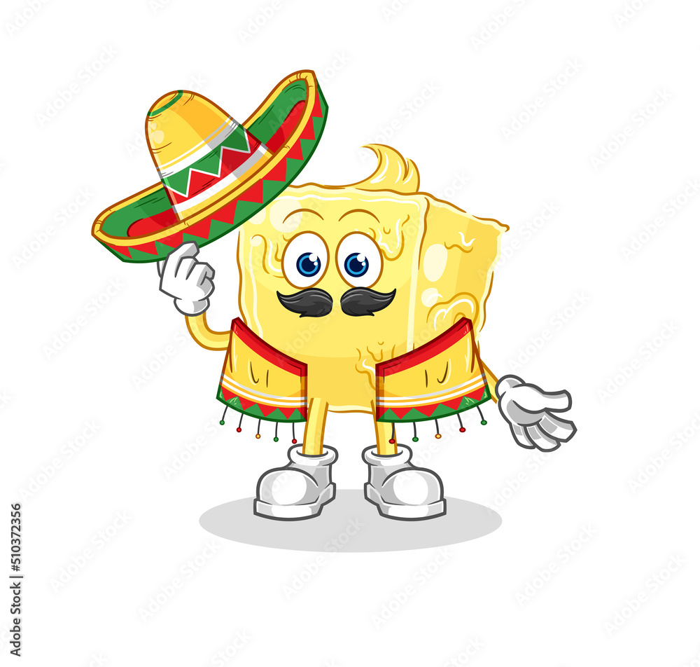 Fototapeta premium butter Mexican culture and flag. cartoon mascot vector