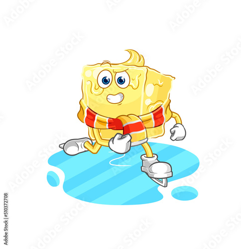 butter ice skiing cartoon. character mascot vector