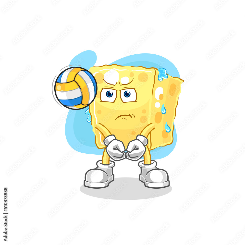 sponge play volleyball mascot. cartoon vector