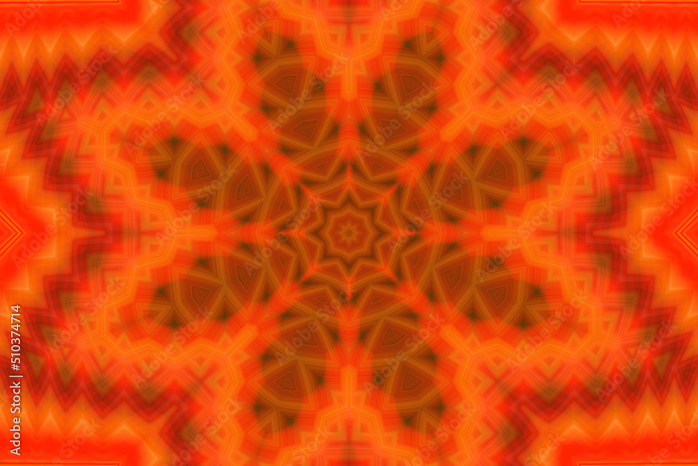 Digital art, vibrant orange and red kaleidoscopic abstract pattern Digital art, vibrant orange and red kaleidoscopic abstract pattern