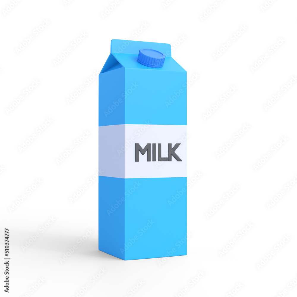 Milk carton pack on a white background. Dairy products concept. Mockup template. 3d rendering 3d illustration Milk carton pack on a white background. Dairy products concept. Mockup template. 3d rendering 3d illustration