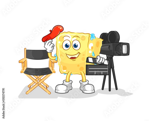 sponge director mascot. cartoon vector