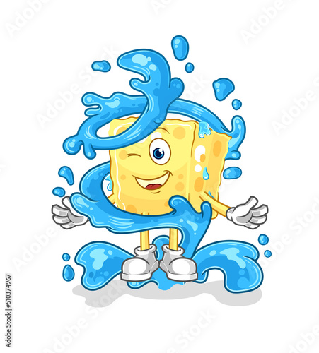 sponge fresh with water mascot. cartoon vector