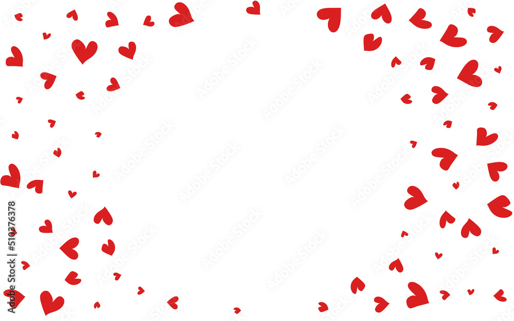 Red Hearts Vector White Backgound. Fly Papercut