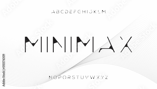 Minimax, Thin Typeface Uppercase Alphabet Font Vector. photo