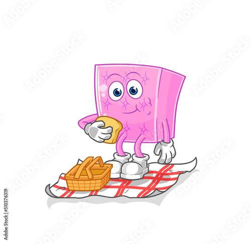 mattress on a picnic cartoon. cartoon mascot vector