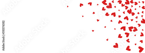 Red Hearts Vector Panoramic White Backgound.