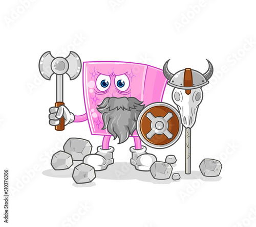 mattress viking with an ax illustration. character vector