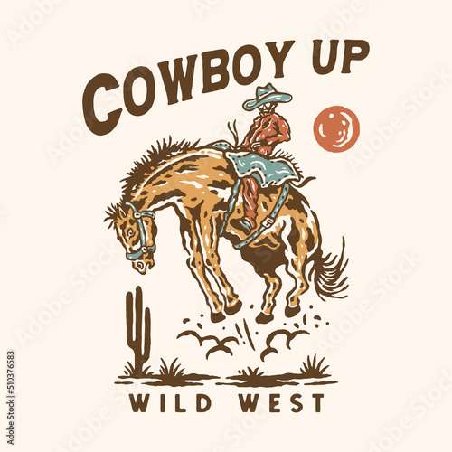cowboy illustration rodeo vintage wild desert design skull photo