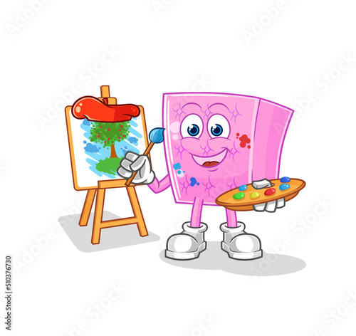 mattress artist mascot. cartoon vector