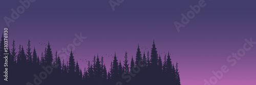 Valokuvatapetti landscape mountain forest silhouette flat design vector illustration good for wa