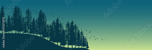 landscape mountain forest silhouette flat design vector illustration good for wallpaper, background, backdrop, banner, tourism, travel, and design template